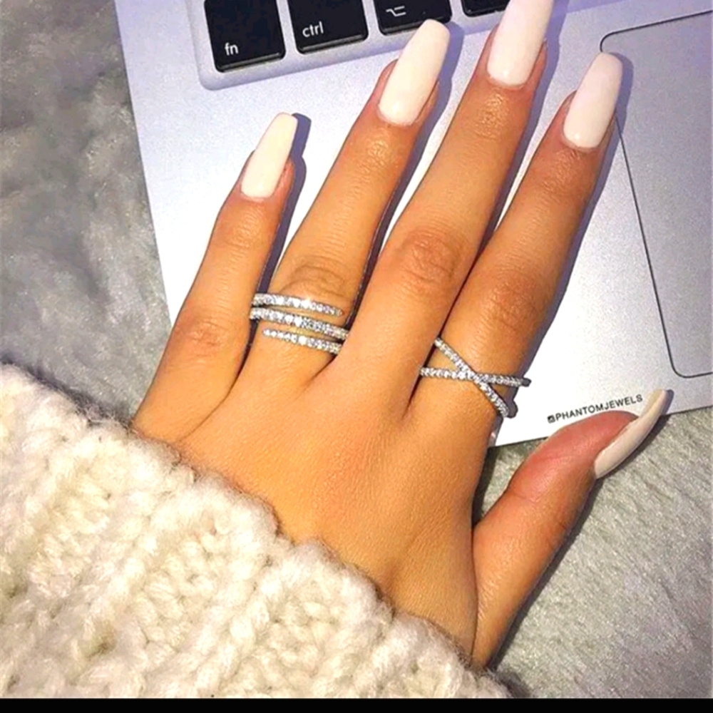 Sparkling Criss-Cross Sapphire Sterling Silver Ring - Free Shipping